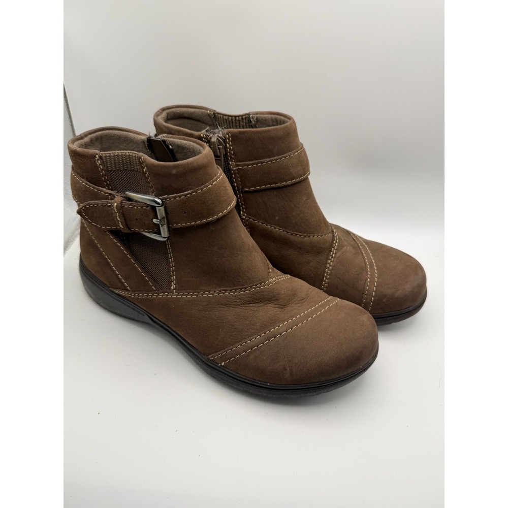 Clarks Collection Ankle Boots Womens 6.5 Brown Leather Buckle Zip 261750414040